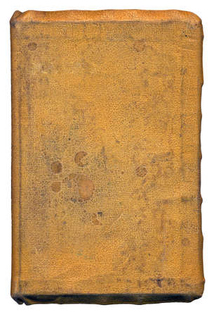 Old book - stained, leather front-cover of an old book - isolated with clipping pathの写真素材
