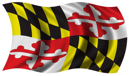 Flag of Maryland waving in the wind - clipping path includedの写真素材