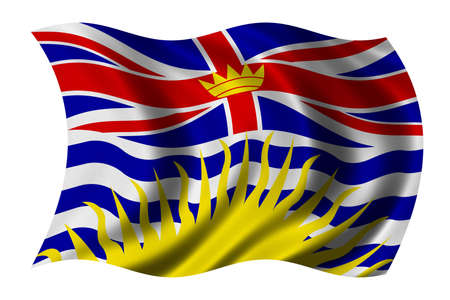 British Columbia Flag waving in the wind - clipping path includedの写真素材