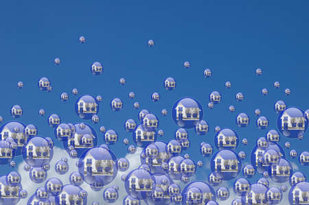 Real estate bubbles floating in the skyの写真素材