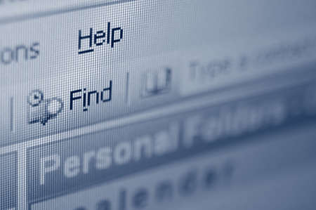 Help - computer screen with focus on Helpの写真素材