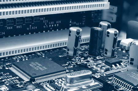 Inside a computer - closeup on motherboard