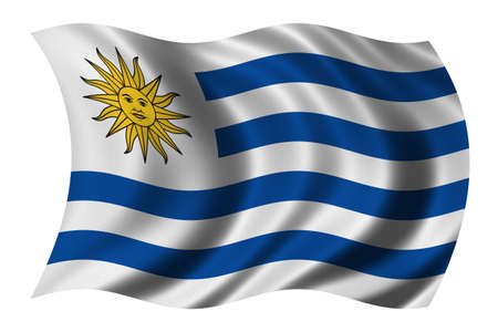 Flag of Uruguay waving in the windの写真素材