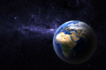 Planet earth - view onto Europe and Africa of a photo realistic and highly detailed  rendering with...