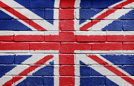Flag of the United Kingdom painted onto a grunge brick wallの写真素材
