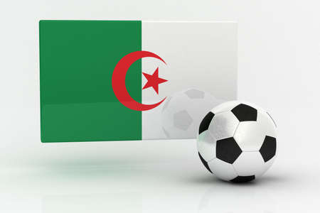 Flag of Algeria with soccer ballの写真素材