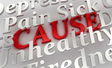 Conceptual image of health related terms showing an underlying cause