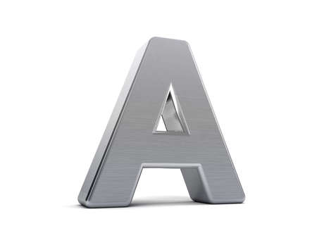 Letter A as a brushed metal 3D objectの写真素材