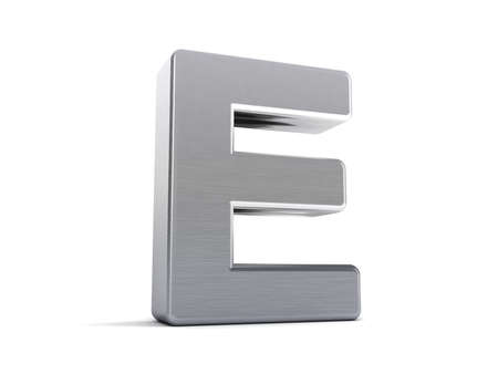 Letter E as a brushed metal 3D objectの写真素材