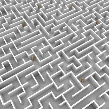 A team of mannequins is stuck in a big mazeの写真素材