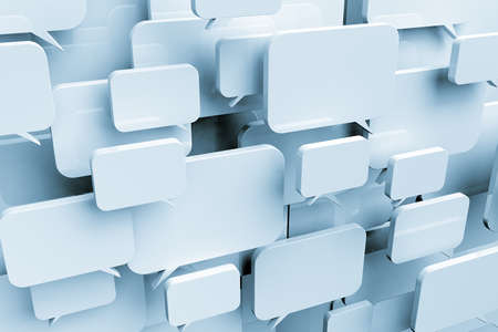 Many blank speech bubbles forming a cloudの写真素材