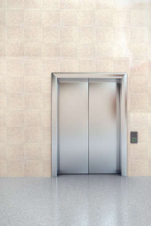 Interior view of business lobby with elevator