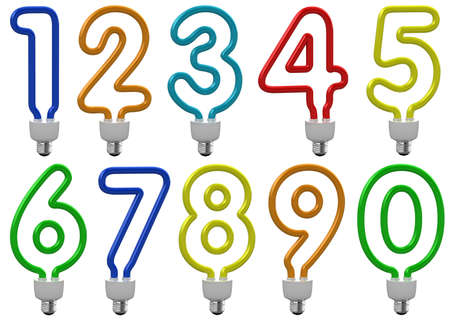 Colorful energy saving light bulbs over white background