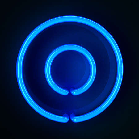 Highly detailed neon sign with the letter Oの写真素材