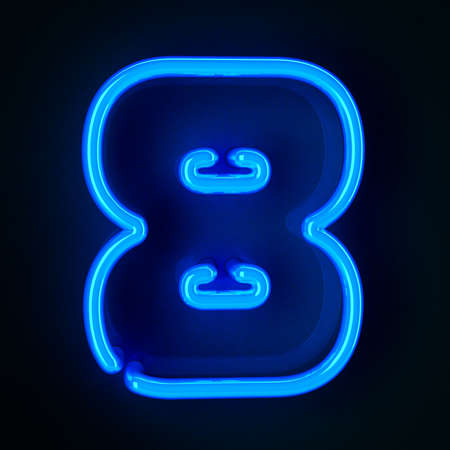 Highly detailed neon sign with the number eightの写真素材