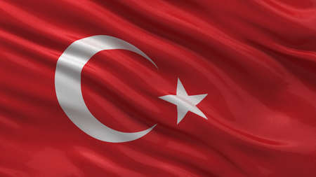 Flag of Turkey waving in the wind with highly detailed fabric texture Flag of Turkey waving in the wind with highly detailed fabric texture