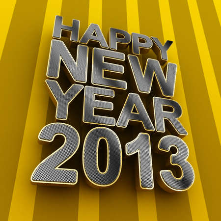 Happy New Year 2013 metal text over striped background