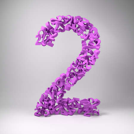 The number two made out of smaller numbers twos in a studio settingの写真素材