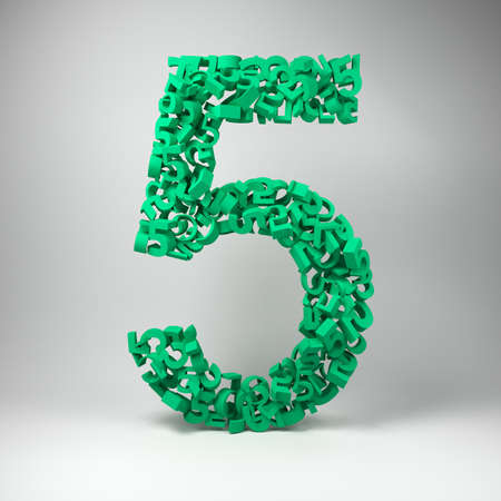 The number five made out of smaller number fives in a studio settingの写真素材