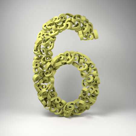 The number six made out of smaller number sixes in a studio setting