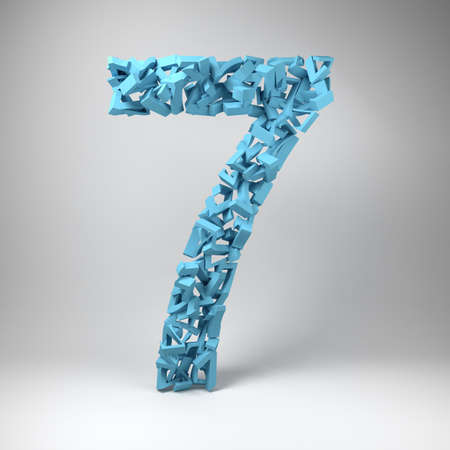 The number seven made out of smaller number sevens in a studio settingの写真素材