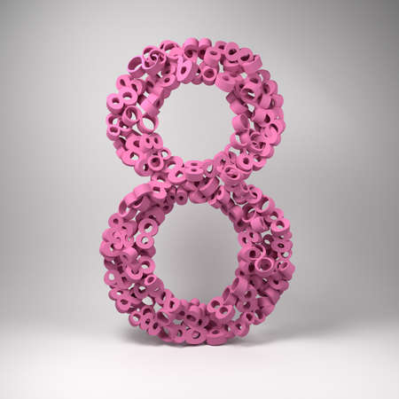 The number eight made out of smaller number eights in a studio setting