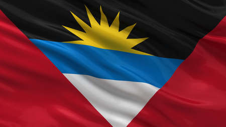 Flag of Antigua and Barbuda waving in the wind