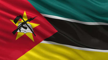 Flag of Mozambique waving in the windの写真素材