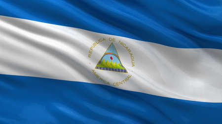 Flag of Nicaragua waving in the windの写真素材