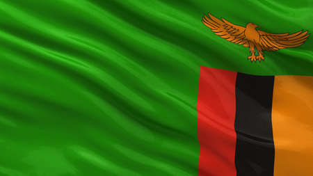 Flag of Zambia waving in the windの写真素材