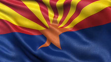 US state flag of Arizona waving in the windの写真素材
