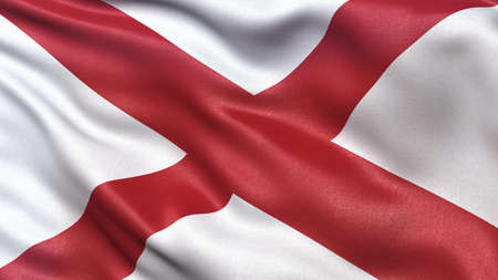 US state flag of Alabama waving in the wind.の写真素材