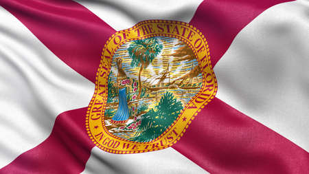 US state flag of Florida with great detail waving in the wind.の写真素材