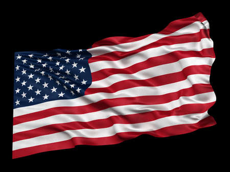 Waving flag of the USA over black background. Easy to isolate when using the black background as...