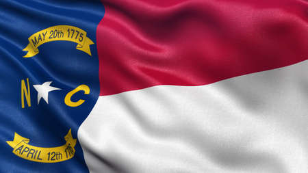 US state flag of North Carolina with great detail waving in the wind.の写真素材