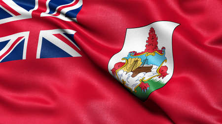 3D illustration of the flag of Bermuda waving in the wind.の写真素材