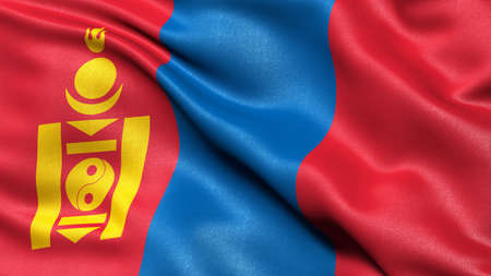 3D illustration of the flag of Mongolia waving in the wind.の写真素材