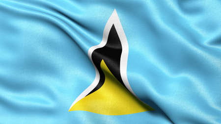 3D illustration of the flag of Saint Lucia waving in the wind.の写真素材