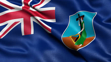 3D illustration of the flag of Montserrat waving in the wind.の写真素材