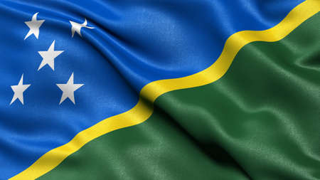 3D illustration of the flag of Solomon Islands waving in the wind.の写真素材