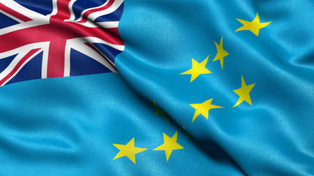 3D illustration of the flag of Tuvalu waving in the wind.の写真素材