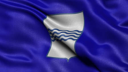 3D illustration of the Italian state flag of Basilicata waving in the wind.の写真素材
