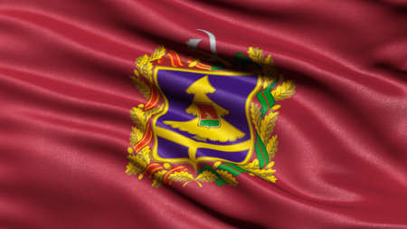 Flag of Bryansk Oblast waving in the wind. 3D illustration.の写真素材
