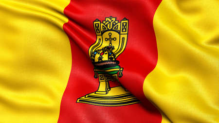 Flag of Tver Oblast waving in the wind. 3D illustration.の写真素材