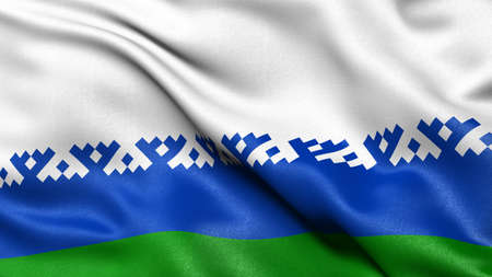 Flag of Nenets Autonomous Okrug waving in the wind. 3D illustration.の写真素材