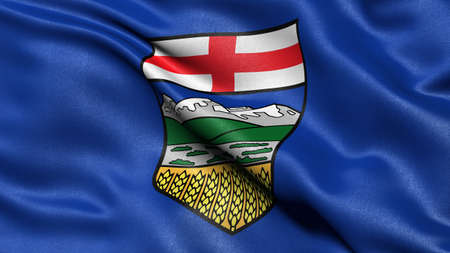 Flag of Alberta waving in the wind. 3D illustration.の写真素材