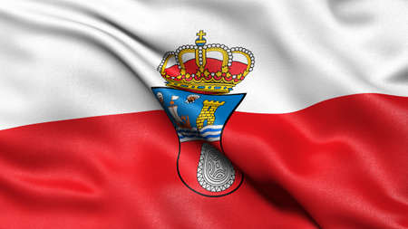 Flag of Cantabria waving in the wind. 3D illustration.の写真素材