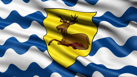 Flag of Hertfordshire waving in the wind. 3D illustration.の写真素材