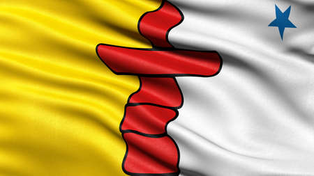 Flag of Nunavut waving in the wind. 3D illustration.の写真素材