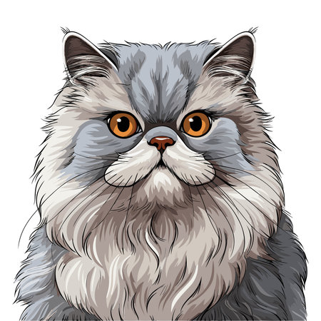 Beautiful portrait illustration of a Persian cat over white background